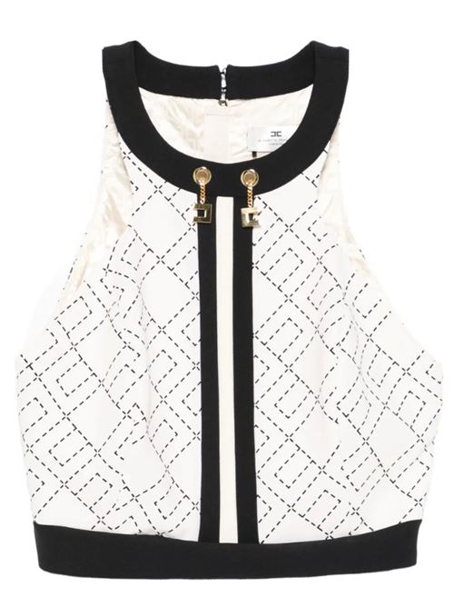 BI-COLOR TOP ELISABETTA FRANCHI | TOS0156E2EF1 Milk/Nero